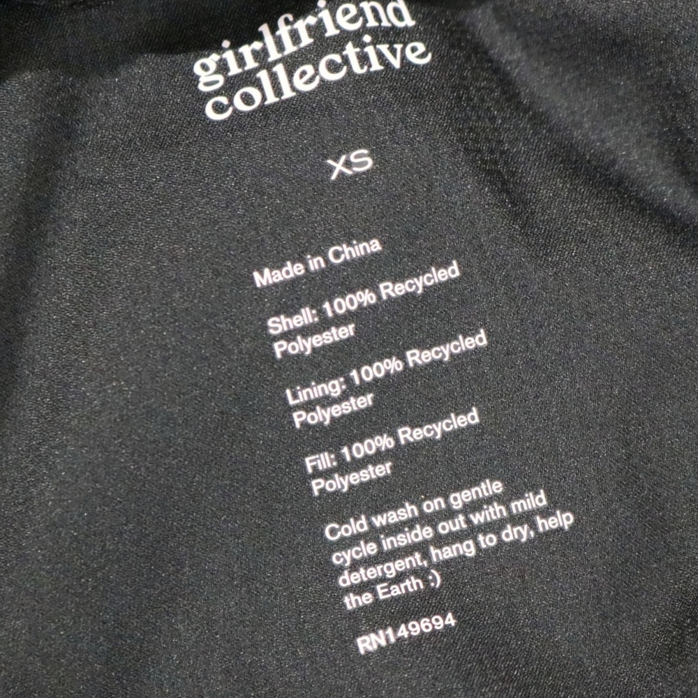 GIRLFRIEND COLLECTIVE Mystic Black Recycled Polyester Size XSmall Long Coat - Picture 8 of 12